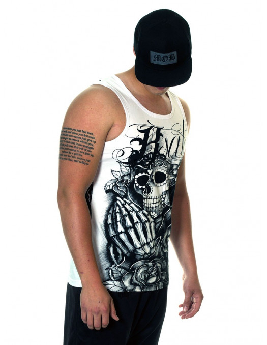 BSAT Praying Skull Tanktop WhiteNBlack