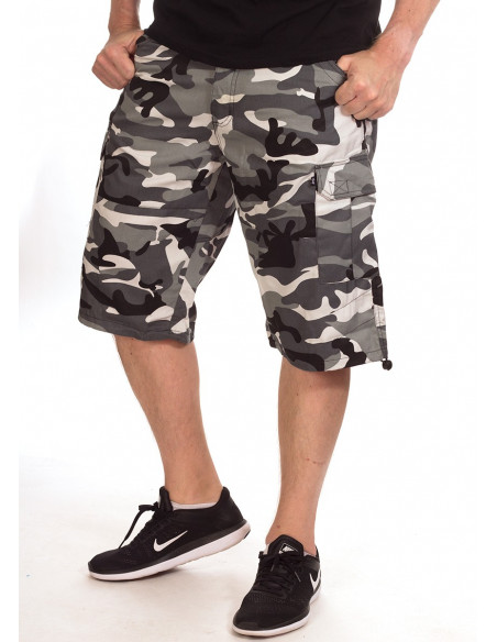 BSAT Camo Baggy Fit Cargo Shorts Urban Ice