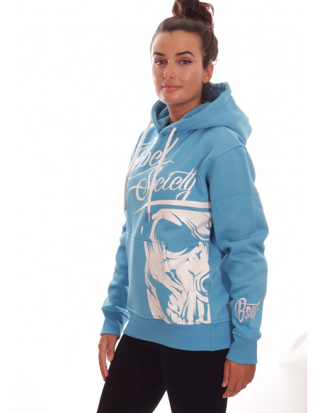 Rebel Society Skull Hoodie SkyBlue