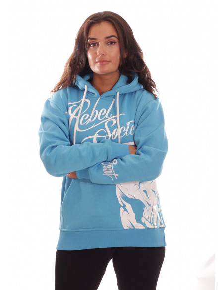 Rebel Society Skull Hoodie SkyBlue