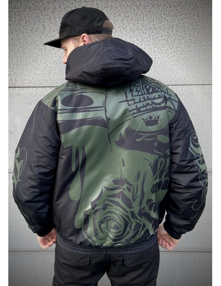 Street Art Winter Jacket BlackNGreen by BSAT