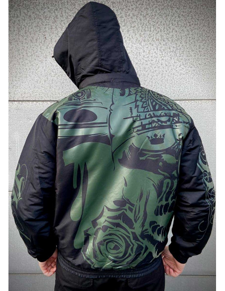 Street Art Winter Jacket BlackNGreen by BSAT