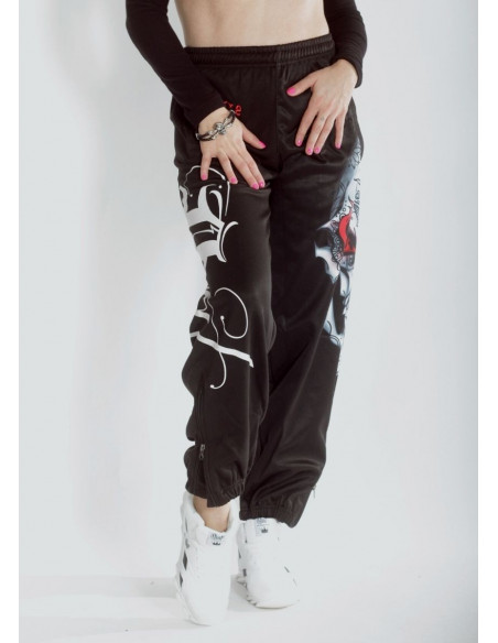 Skull On Fire Sweatpants Black by BSAT