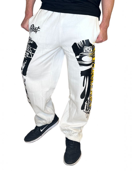 BSAT Darkness Graffiti Sweatpants White
