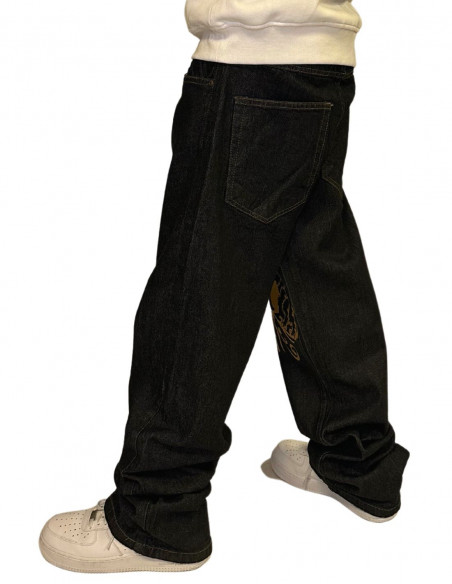 Rude Players Crew Baggy Jeans Black/Metallic Gold by BSAT