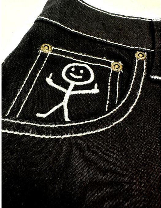 BSAT Stickman Jorts The Fingers Black Denim Shorts *Limited BSAT Stickman Jorts The Fingers Black Denim Shorts *Limited