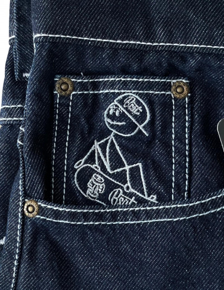 BSAT Stickman The Skater Limited Edition Indigo Blue Baggy Jeans
