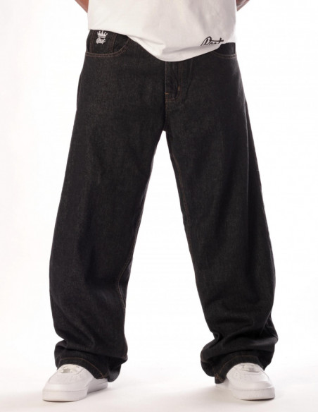 Skull Baggy Jeans Raw Black by BSAT