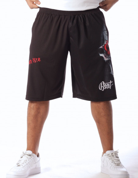 On Fire Skull Mesh Shorts by BSAT
