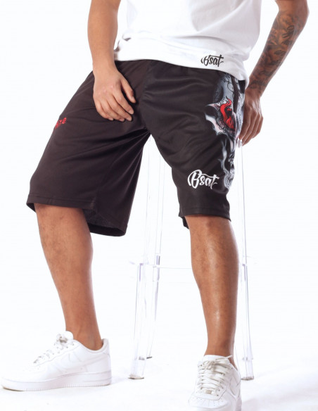 On Fire Skull Mesh Shorts by BSAT