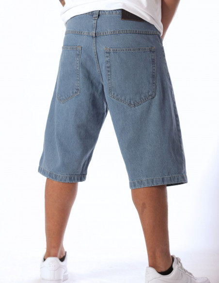 BSAT Baggy Only God Can Judge Denim Shorts Skyblue