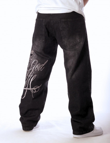 Only God Can Judge Embroidery Baggy Jeans Washed Black Legacy Edition by BSAT