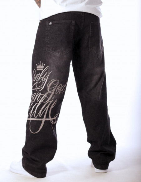 Only God Can Judge Embroidery Baggy Jeans Washed Black Legacy Edition by BSAT