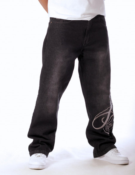 Only God Can Judge Embroidery Baggy Jeans Washed Black Legacy Edition by BSAT