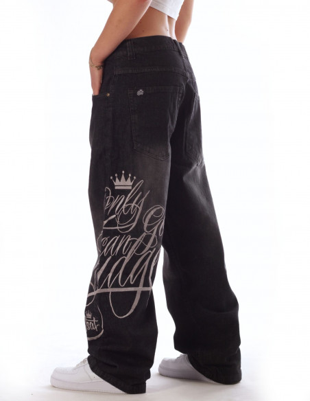 Only God Can Judge Embroidery Baggy Jeans Washed Black Legacy Edition by BSAT