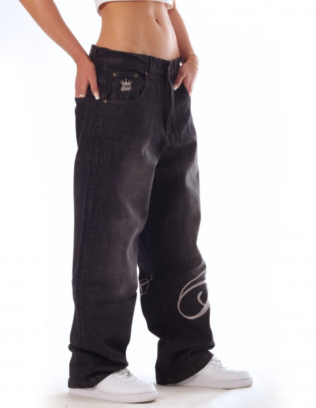 Only God Can Judge Embroidery Baggy Jeans Washed Black Legacy Edition by BSAT