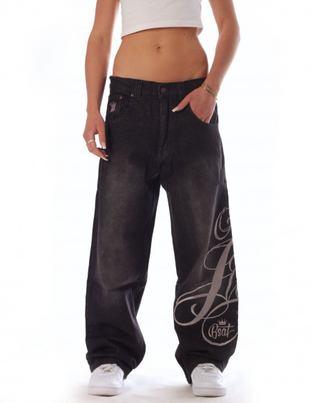 Only God Can Judge Embroidery Baggy Jeans Washed Black Legacy Edition by BSAT