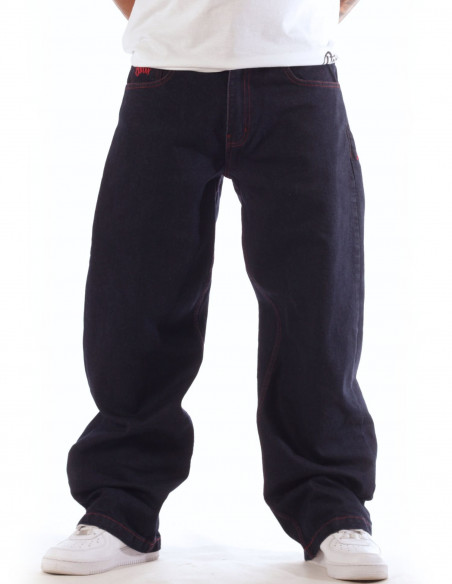 Baggy Hip Hop Jeans Embroidered Indigo Raw n Red by BSAT *Ultra Limited Edition*