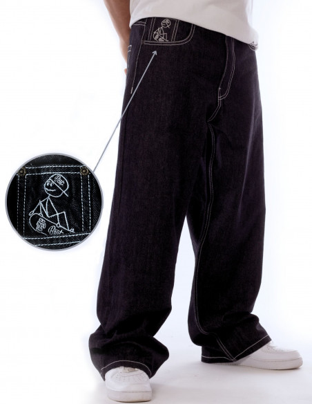 BSAT Stickman The Skater *1st Edition* Raw Black Baggy Jeans