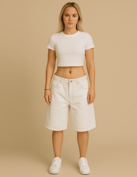BSAT Bronx Baggy Jorts Denim Shorts Kendrick All White