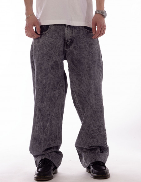 BSAT Bronx Black Dark Marble Wash Baggy Jeans